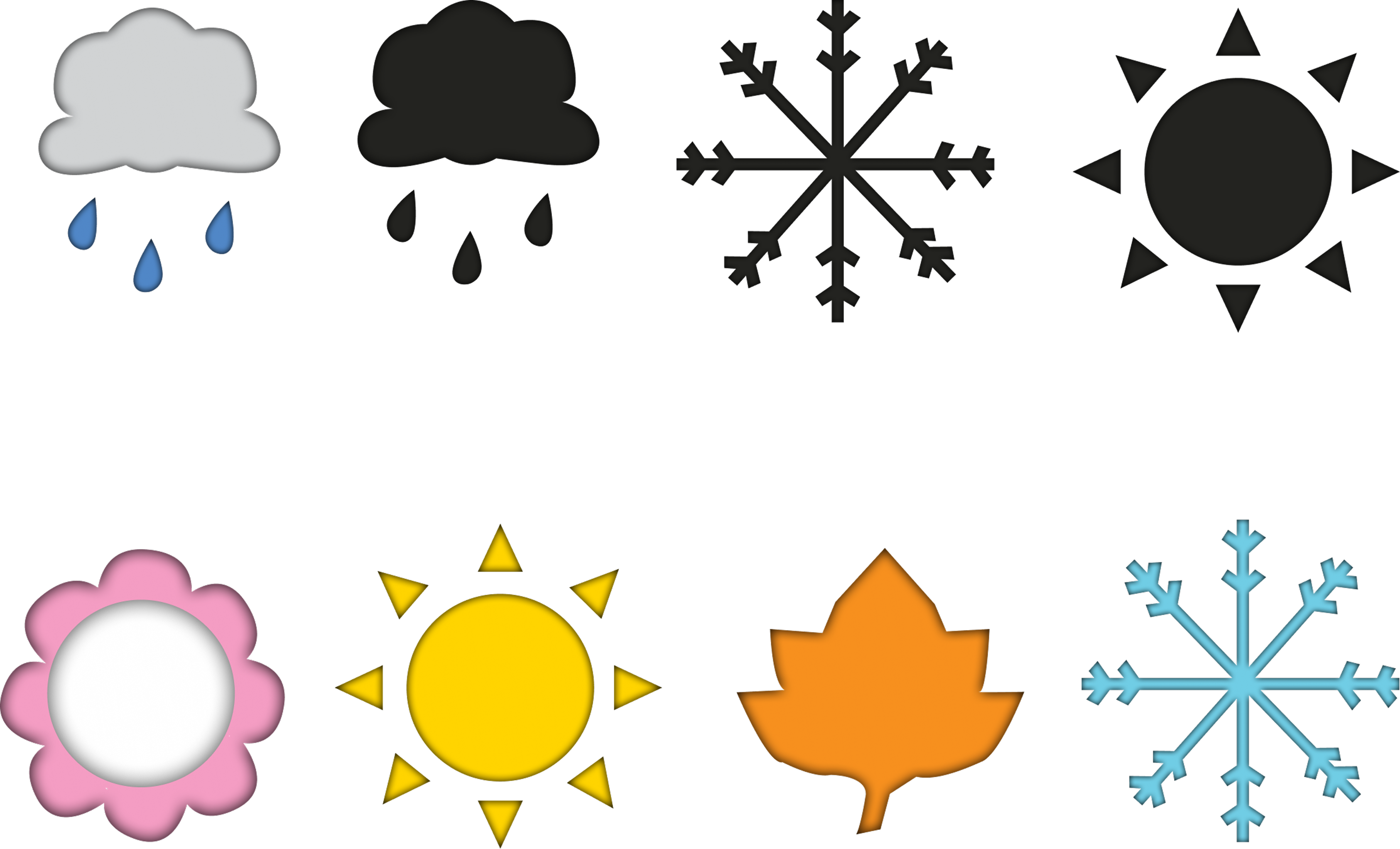 Weather icons for a bee themed video game.