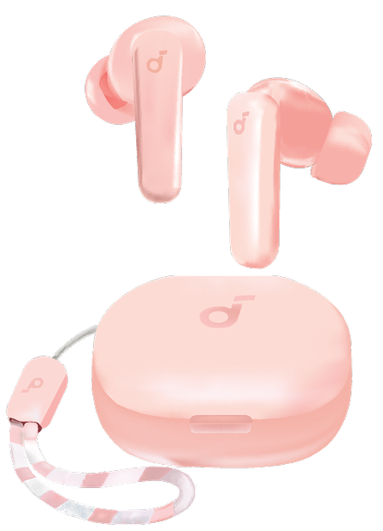 Technical illustration of Bluetooth earbuds.