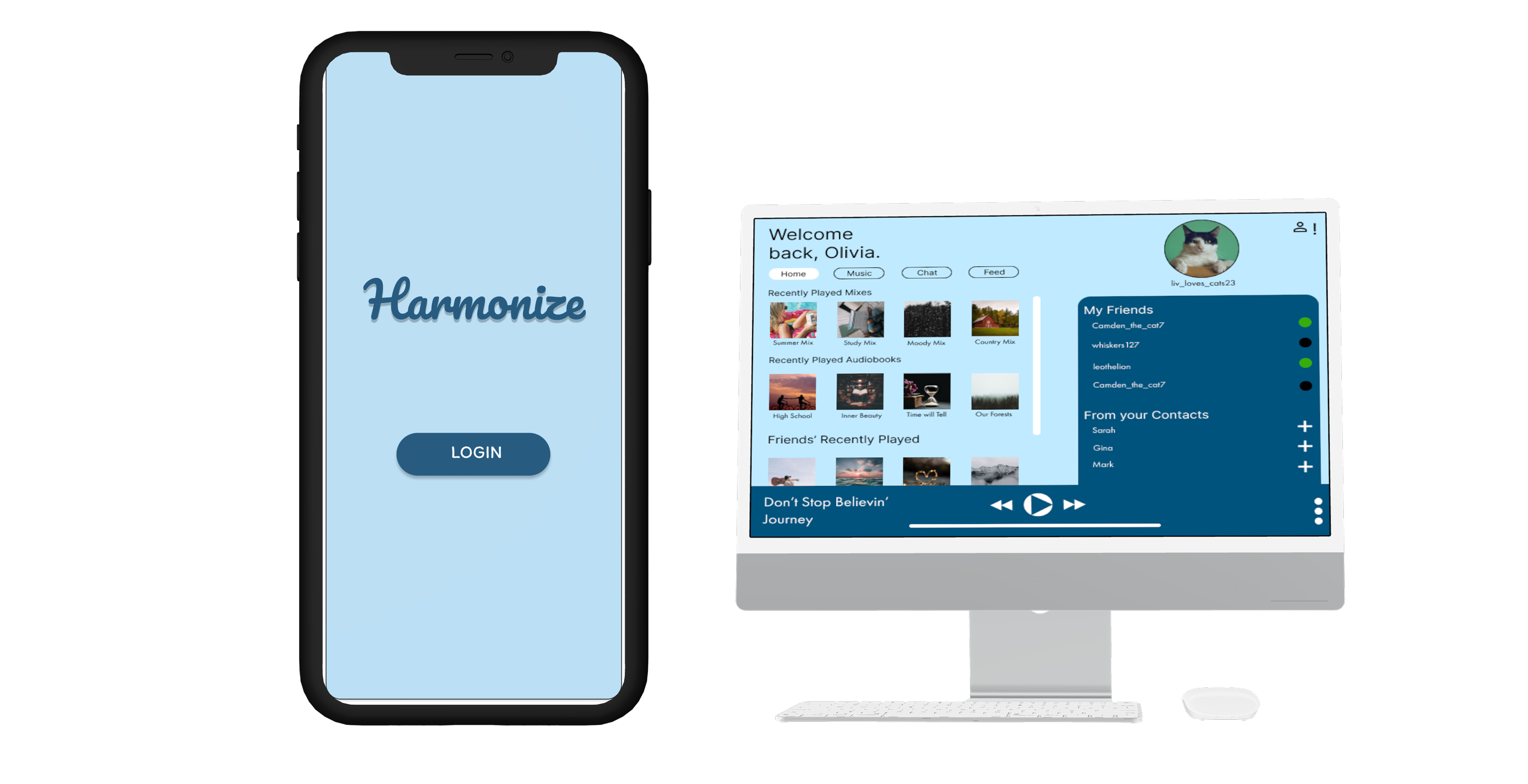 Close up image of music app homescreen.