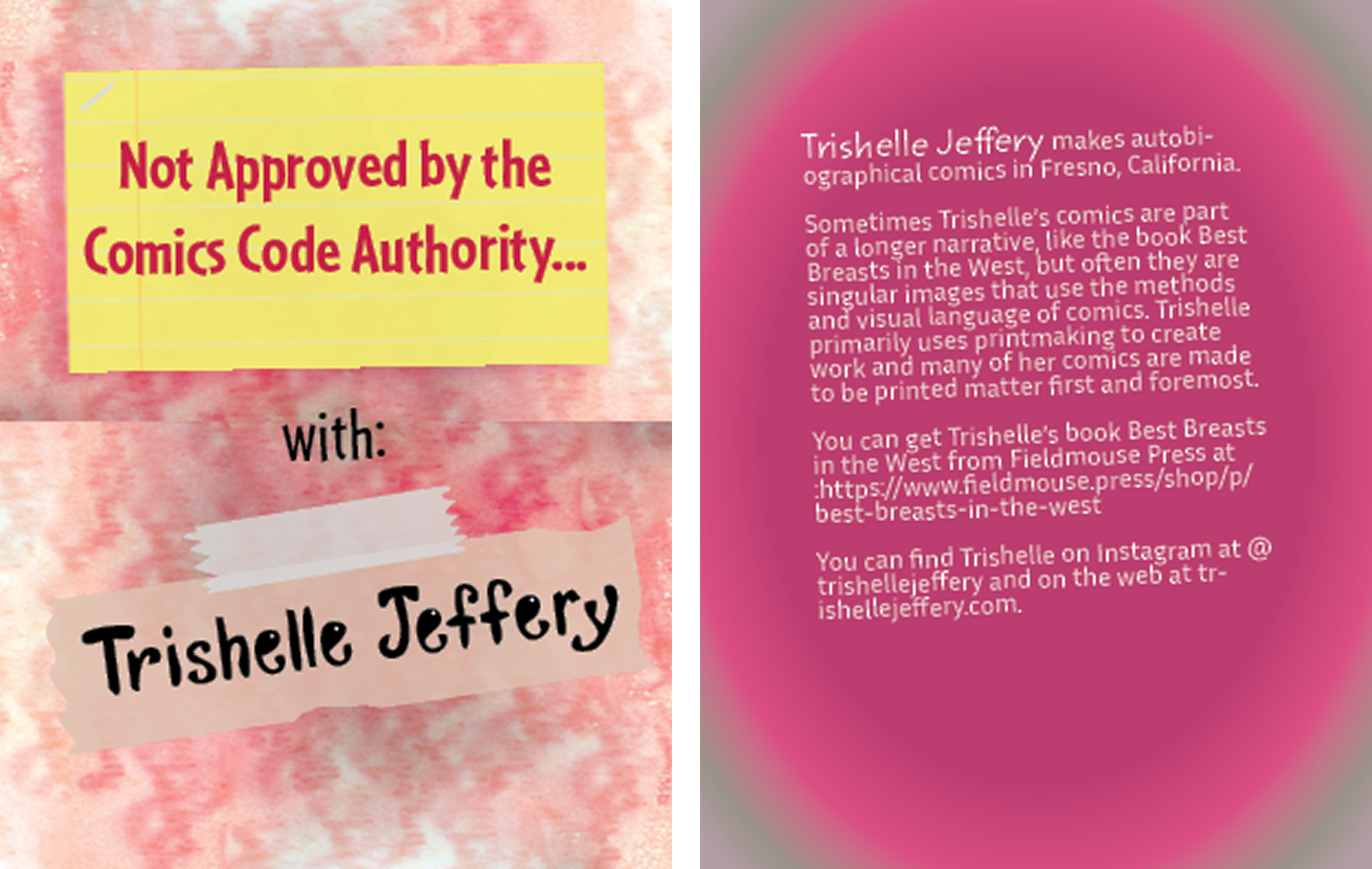 Front inside cover and second page of Trishelle Jeffery Zine.